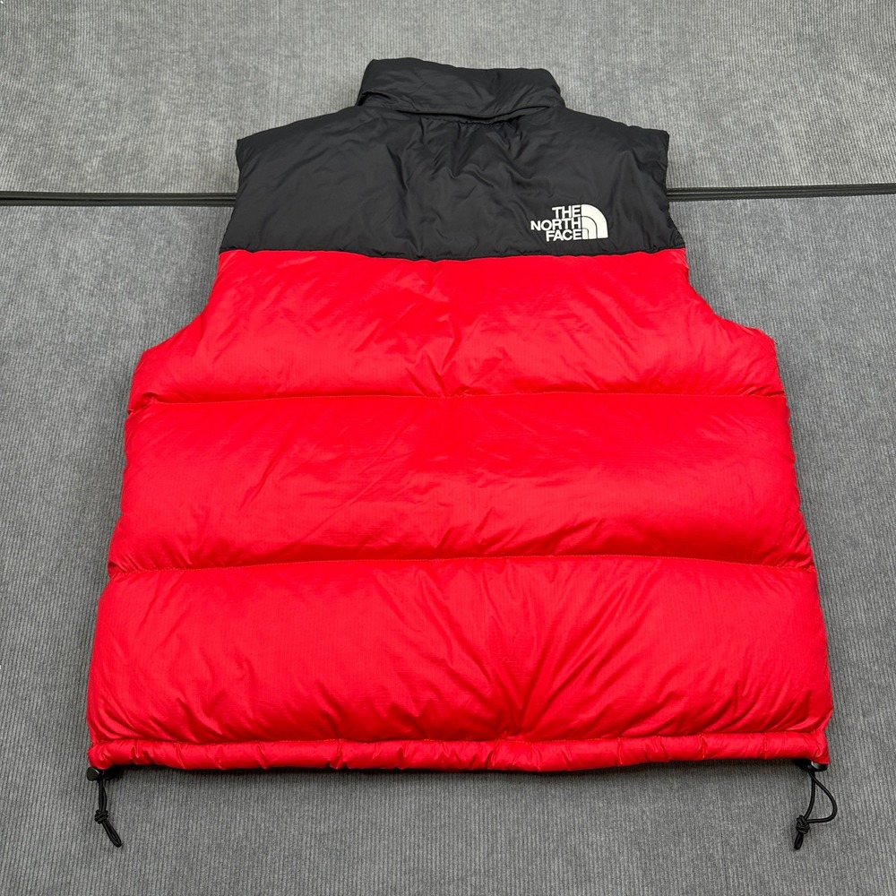 The North Face Nuptse 700 Down Puffer Vest Mens Large Red Black Colorblock - Picture 4 of 7